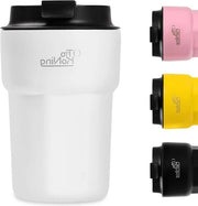 Bicchieri da viaggio isolanti 350ML con coperchio ermetico - tazze da caffè riutilizzabili per l'uso in viaggio - tazze da caffè in acciaio inossidabile per caffè caldo-freddo acqua tè - bianco