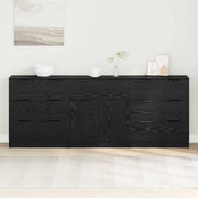 Credenza 3 pz-Set di 3 Buffet-Armadio da cucina Rovere Nero 181 x 30 x 70 cm Legno multistrato
