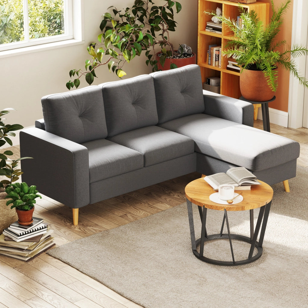Divano Angolare ¨C zephmum ¨C Tessuto Grigio