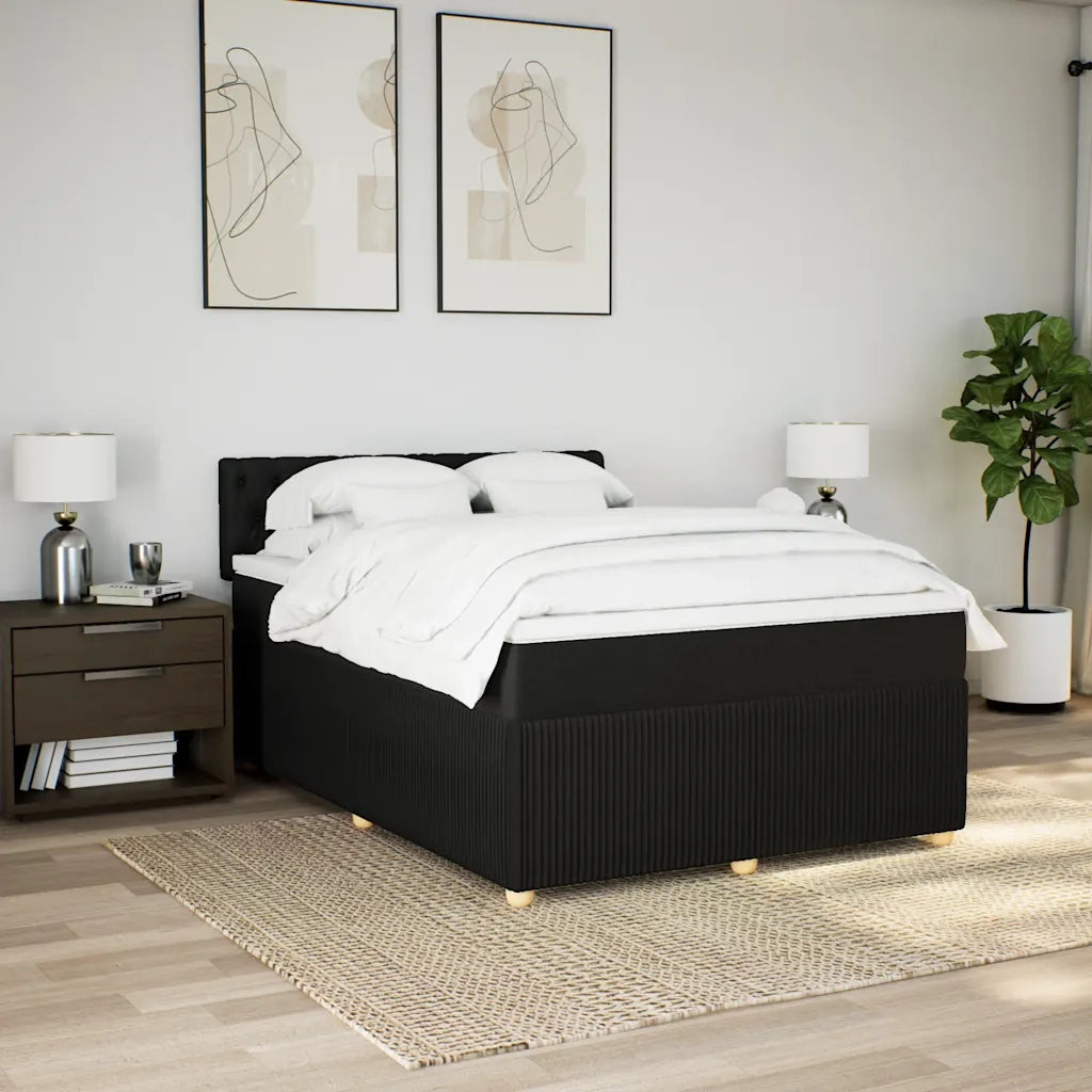 Giroletto a Molle con Materasso Nero 160x200 cm in Tessuto 3289816