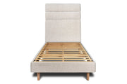 Letto 90x200 cm con testiera in linea - tessuto bouclé