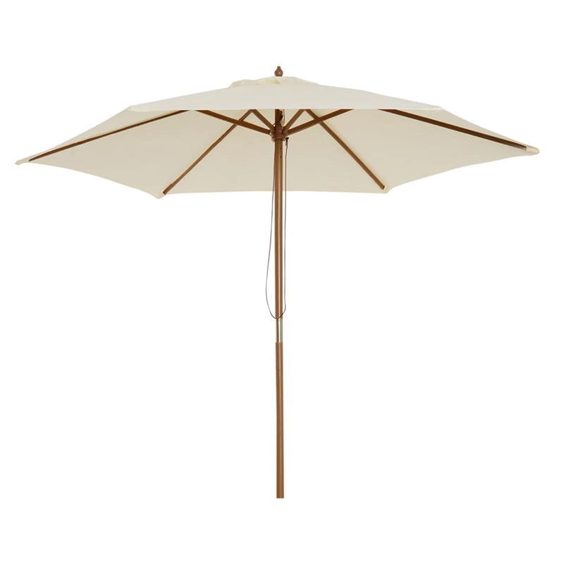 OMBRELLONE DA GIARDINO IN LEGNO E POLIESTERE 2.5 X 2.3 M BEIGE