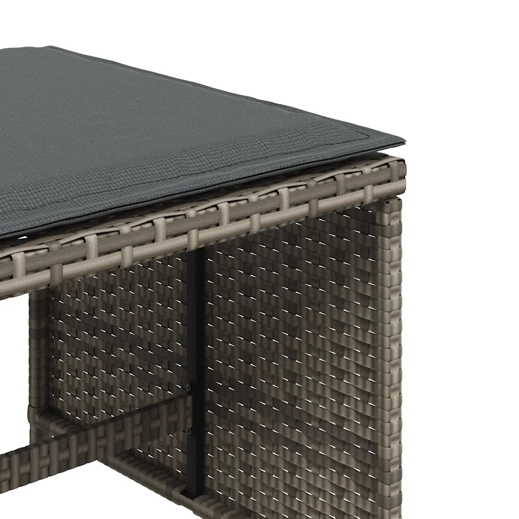 Sgabelli Giardino con Cuscini 4 pz Grigi 41x41x36cm Polyrattan CFW8717297