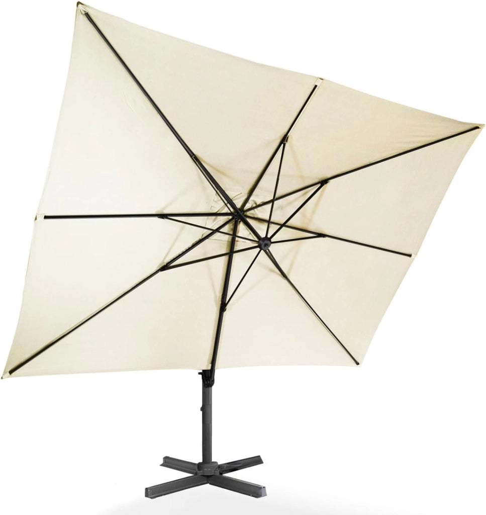 Ombrellone decentrato Rotante a 360° Calvi Ecru 3x4 M con Copertura