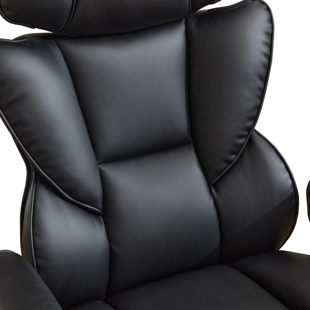 Sedia ergonomica da ufficio/gaming in pelle PU nera con supporto lombare ad aria e poggiatesta regolabile