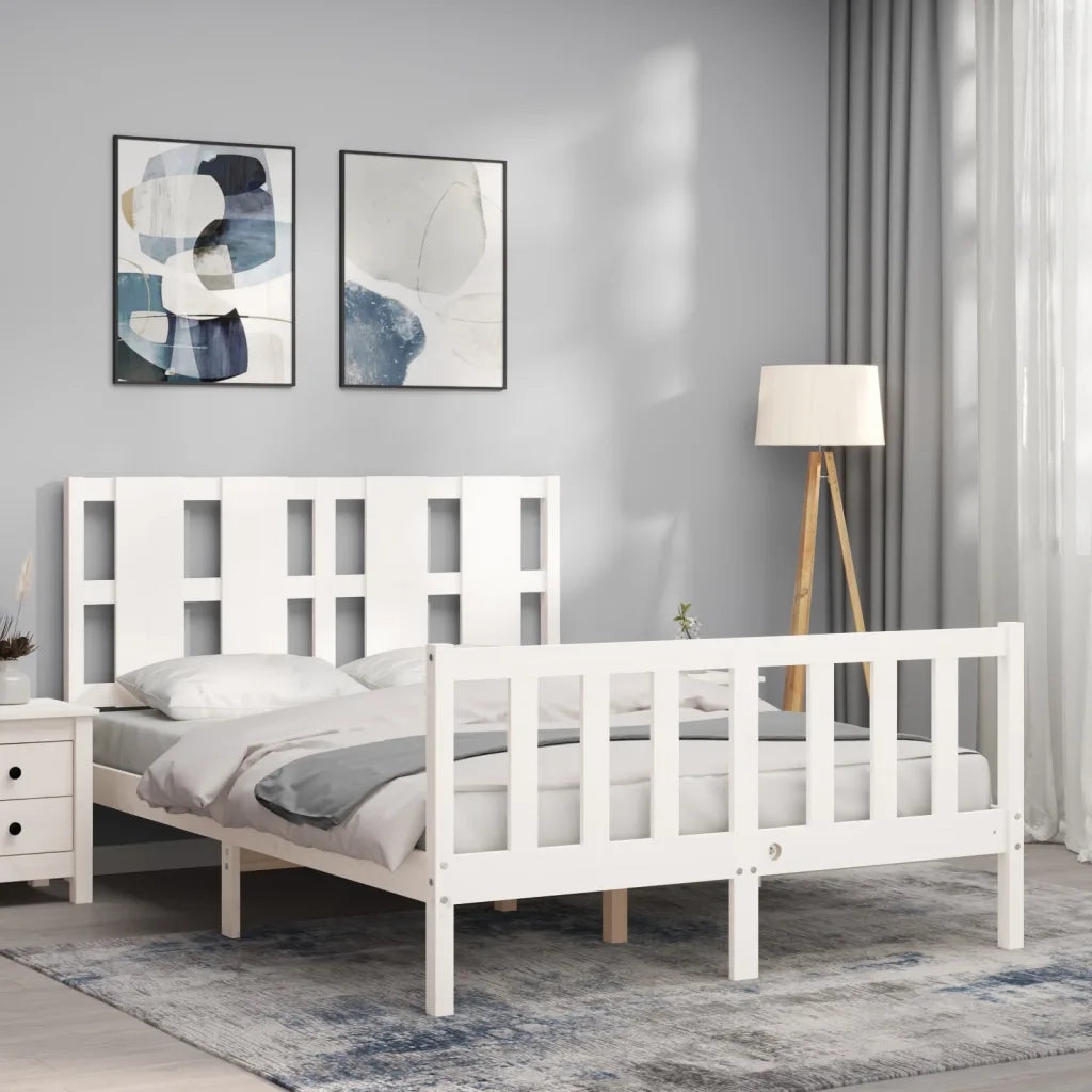 Letto senza Materasso-Struttura Letto Bianco 140x190 cm Legno Massello di Pino 580738