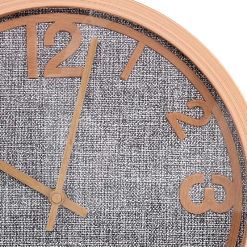 Orologio plastica effetto legno e tessuto grigio tondo cm ø31h4