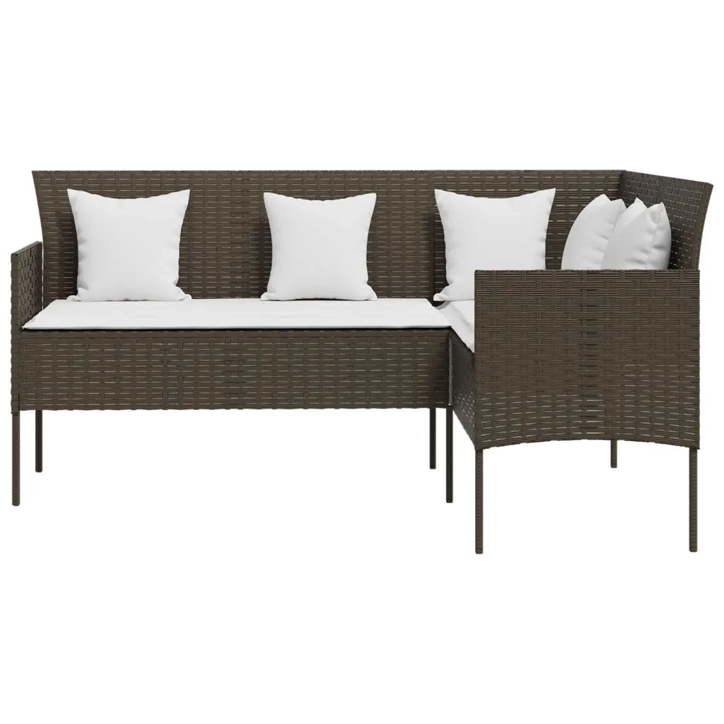 Divano a Forma di L con Cuscini in Polyrattan Marrone cod mxl 71040