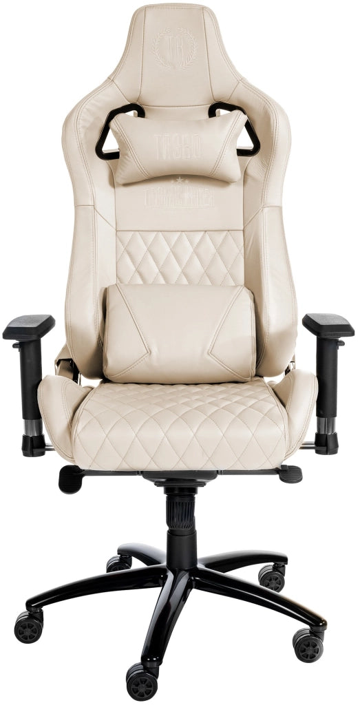 Sedia da ufficio Keren in pelle vera crema