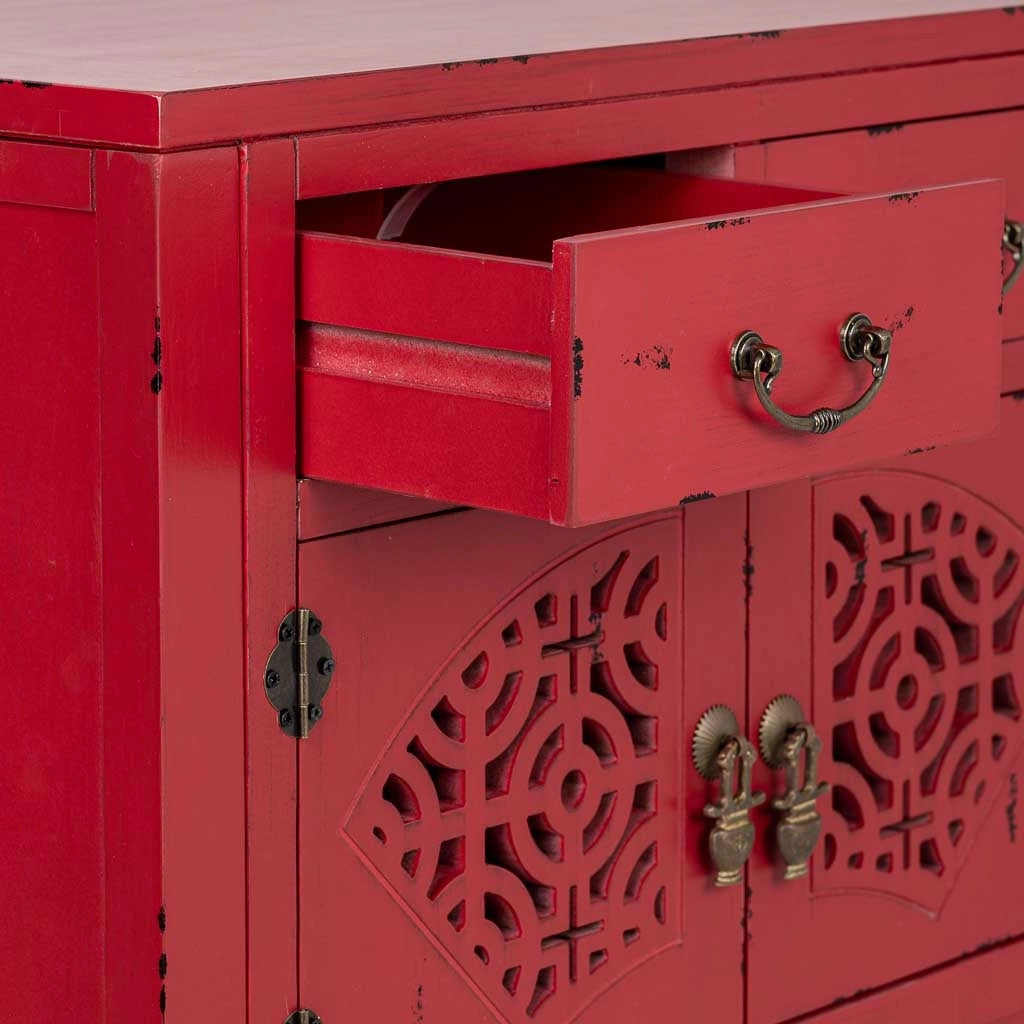 Tavolino da ingresso in legno rosso 120x40x102h cm