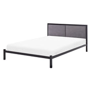 Letto in metallo Nero e Grigio 140 x 200 cm imbottita a doghe minimalista