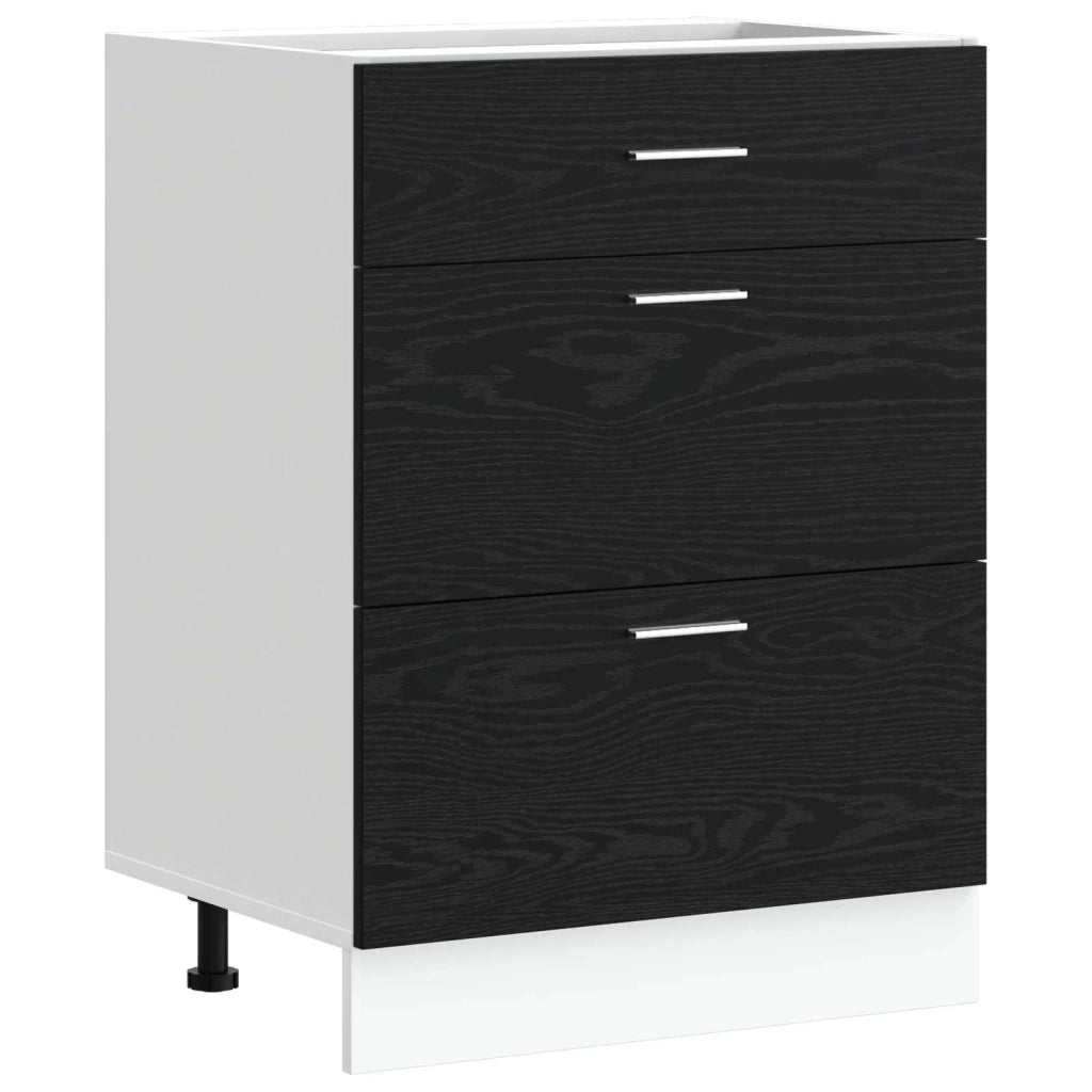 Base per Cucina Rovere Nero 60 x 46 x 81,5 cm Legno multistrato