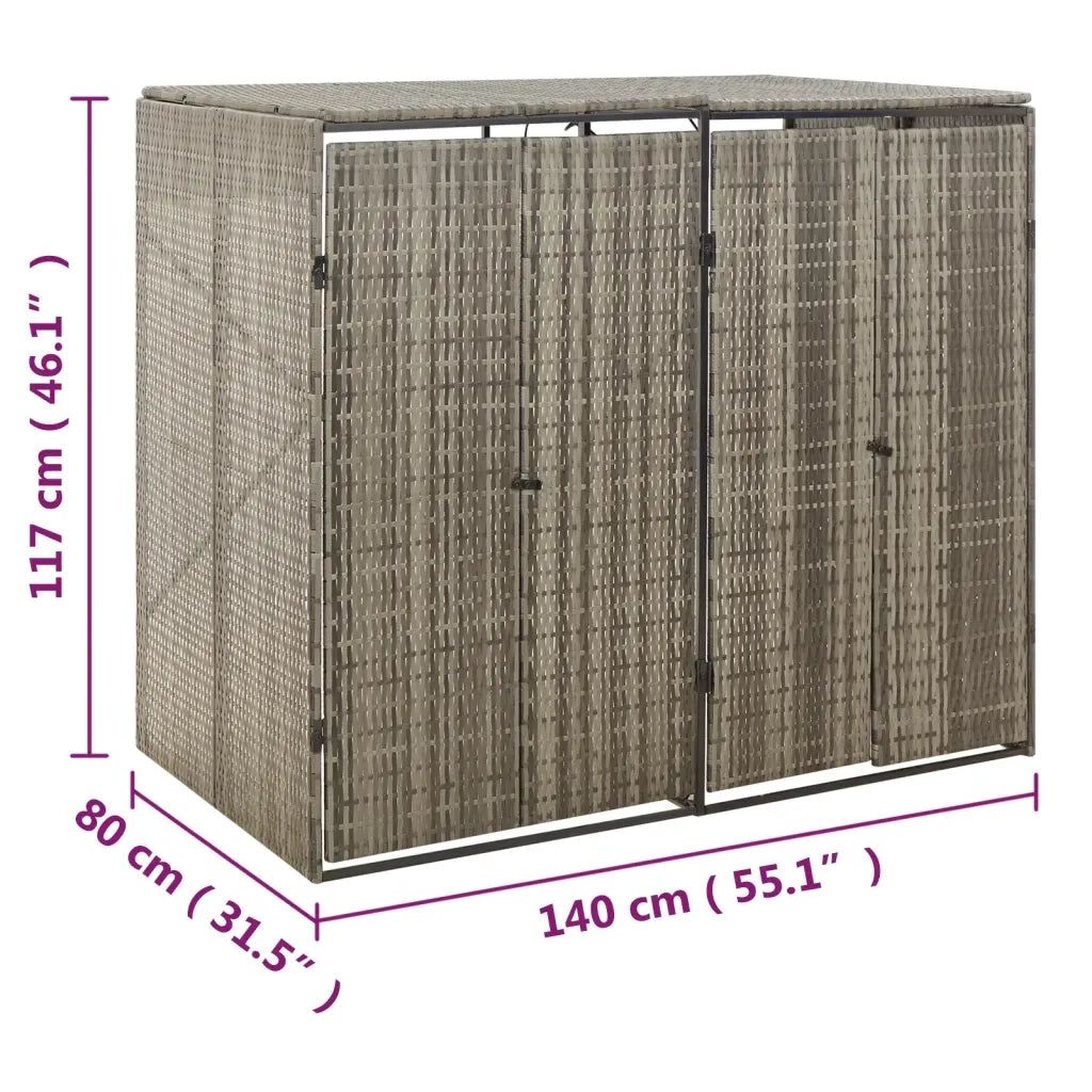 Copribidone Doppio Grigio 140x80x117 cm in Polyrattan CFW5804299