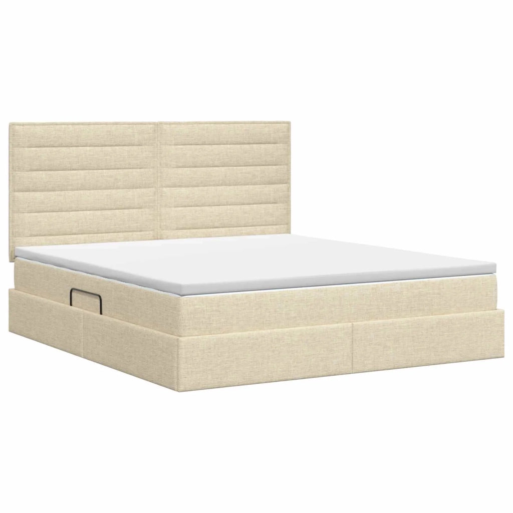 Letto con contenitore e materasso Crema 140 x 200 cm Tessuto 3459448