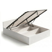 Letto con contenitore 140x200 cm rete sollevabile in metallo Bianco