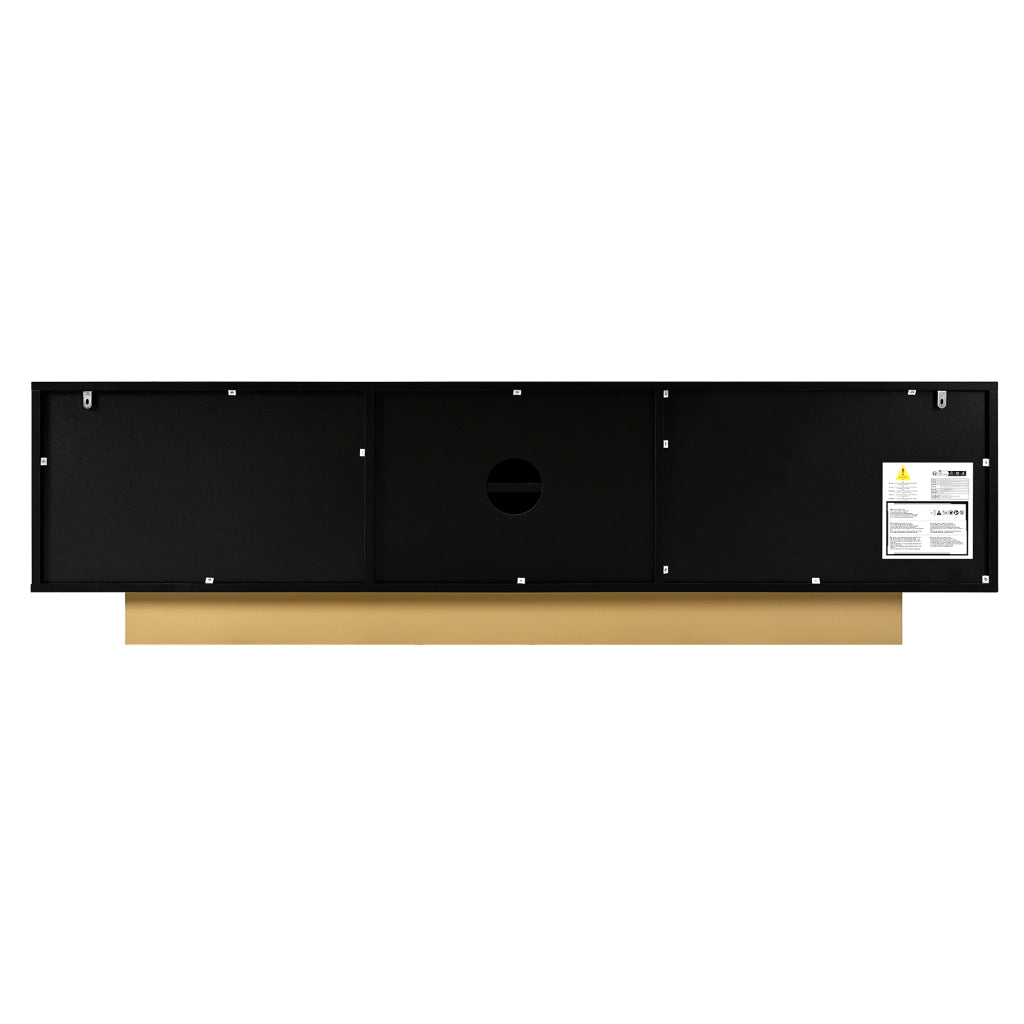 Mobile Porta TV 170 cm Nero Moderno con Angoli Arrotondati e 3 Ante