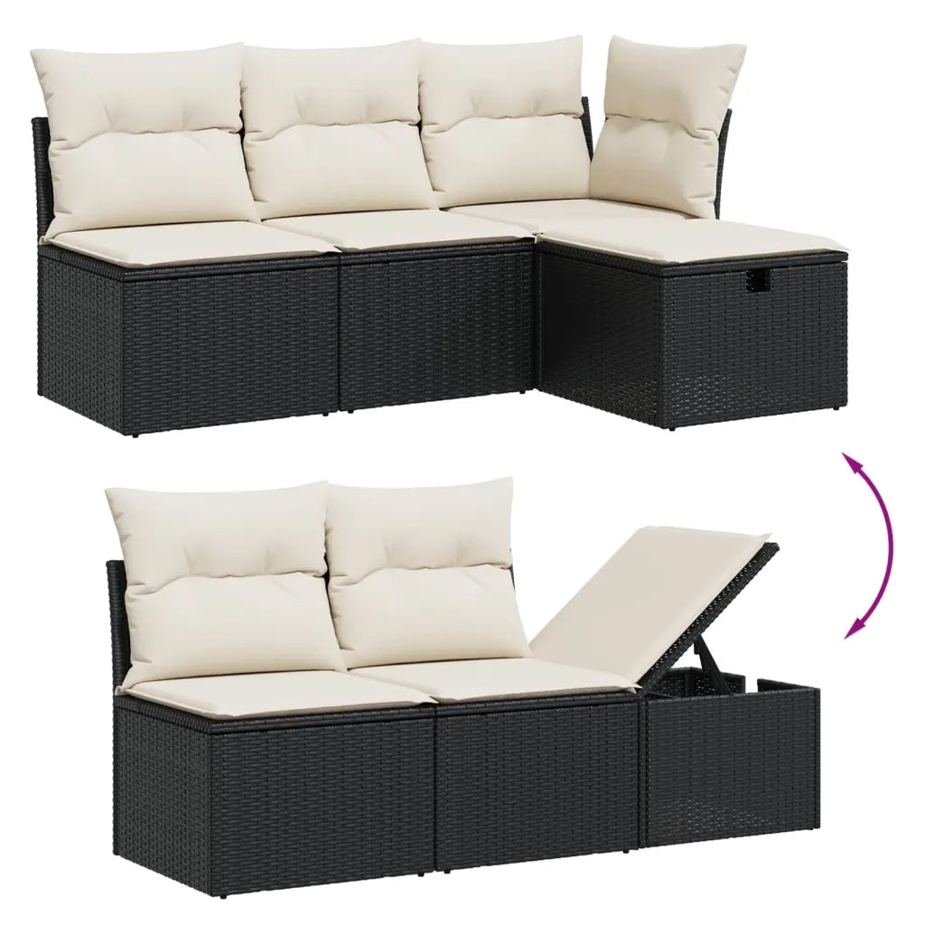 Set Divano da Giardino 6 pz con Cuscini Nero in Polyrattan 3275807