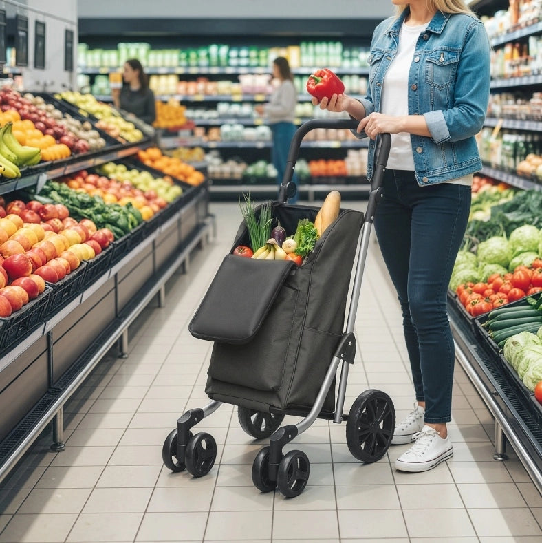 CARRELLO SPESA 3 in 1 46 L con vano termico, pieghevole, grigio scuro