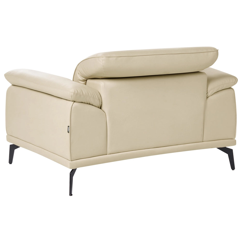 Poltrona in ecopelle con poggiatesta regolabile e gambe in metallo Beige stile moderno