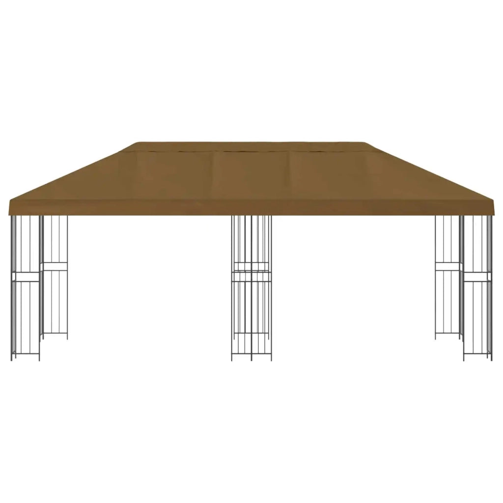 Gazebo con pareti laterali 6 x 3 m Tortora Poliestere e Acciaio