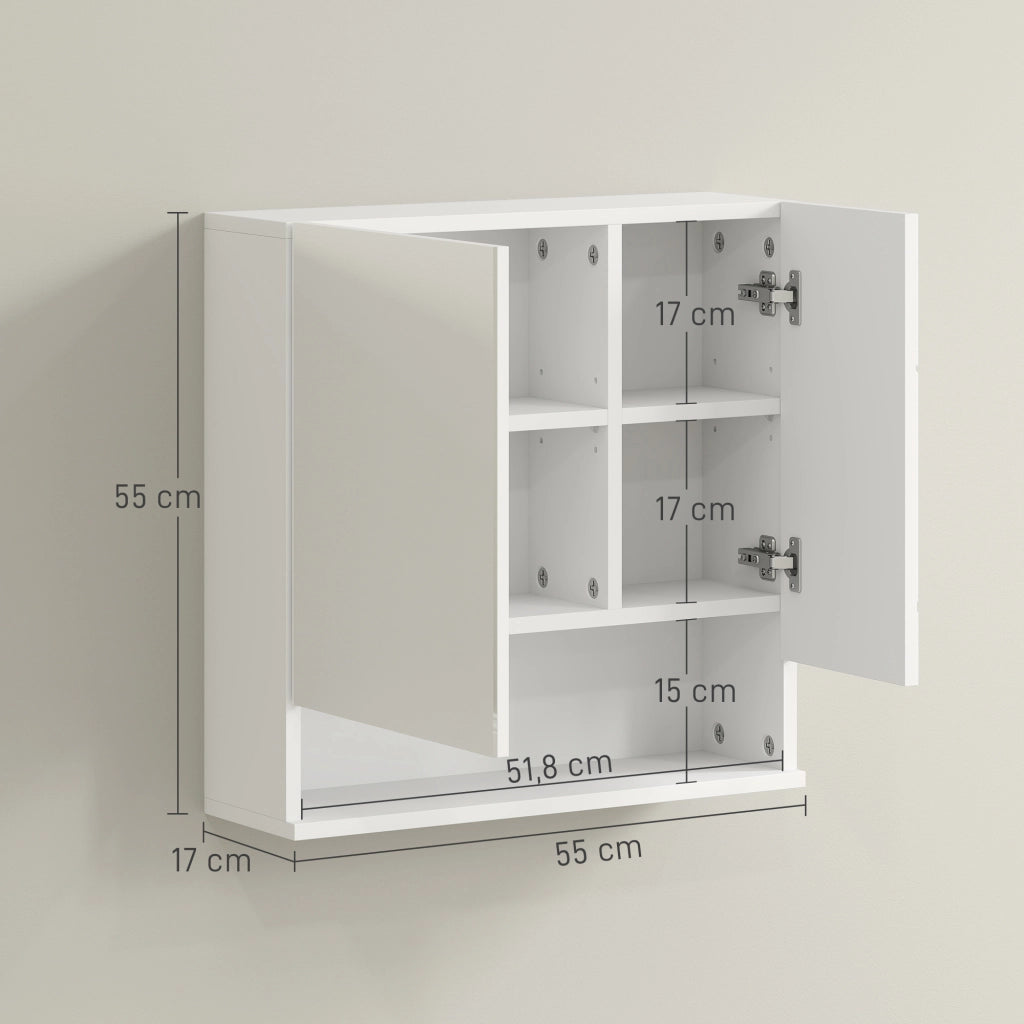 Armadio a muro con specchio ¨C zephmum ¨C bianco 55x17x55 cm