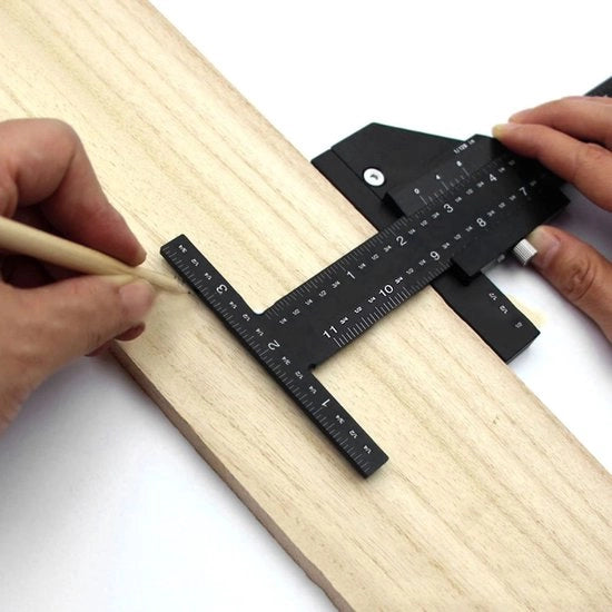 Livello a T 30 cm - Linea di segno multifunzionale - Materiale di alta qualità - Precisione con blocco - Strumento duraturo - Indispensabile per la lavorazione del legno - Livello a T