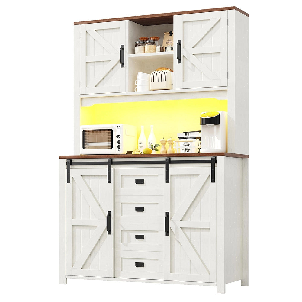 Armadio cucina con ante scorrevoli e LED - Xylo - 115x40x175 cm - Nero/Bianco