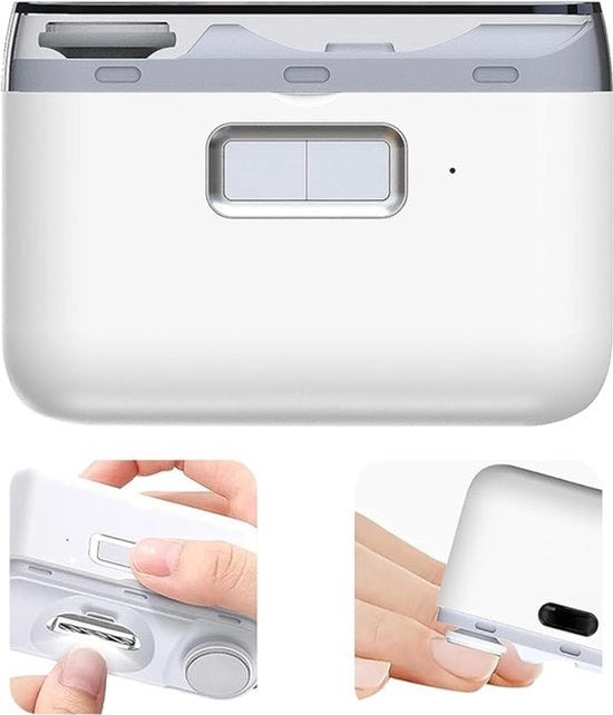 Nageltrimmer elettrico, trimmer per unghie, tagliaunghie automatico con 2 velocità, tagliaunghie con illuminazione, vijella per unghie, bianco.