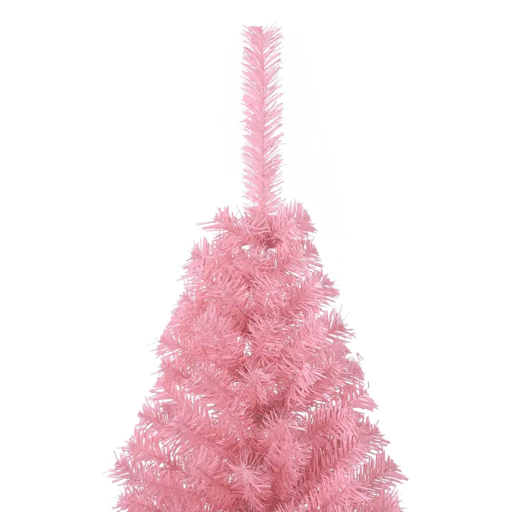 Albero di Natale Artificiale-Decorazioni natalizie a Met¨¤ con Supporto Rosa 150cm PVC