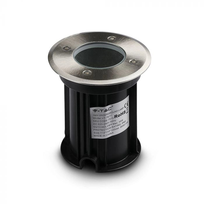 Segnapasso Incasso Calpestabile Rotondo GU10 (Max 35W) Colore Nero e Acciaio IP65