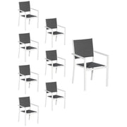 Set di 8 sedie imbottite in alluminio bianco - textilene grigio