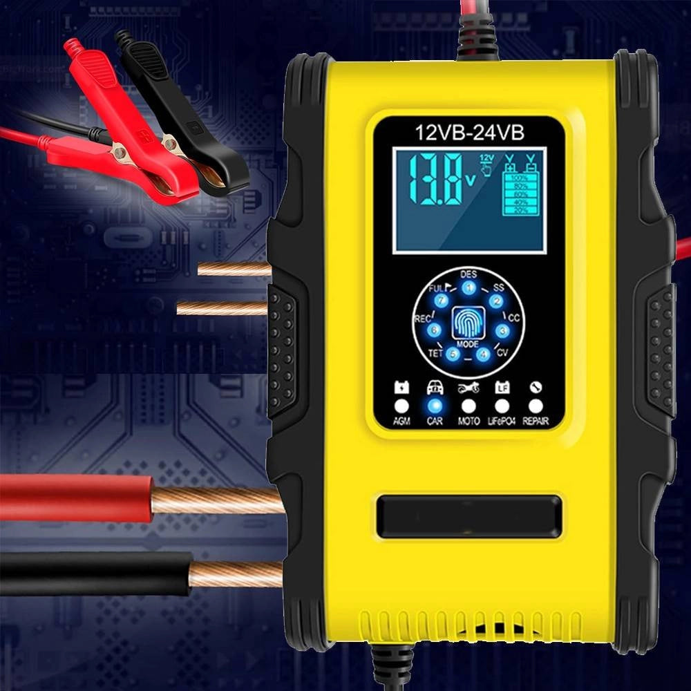 Trade Shop - Caricabatterie Intelligente Avviatore Emergenza Batteria Auto 12v-18a 24v-9a Tk500 -