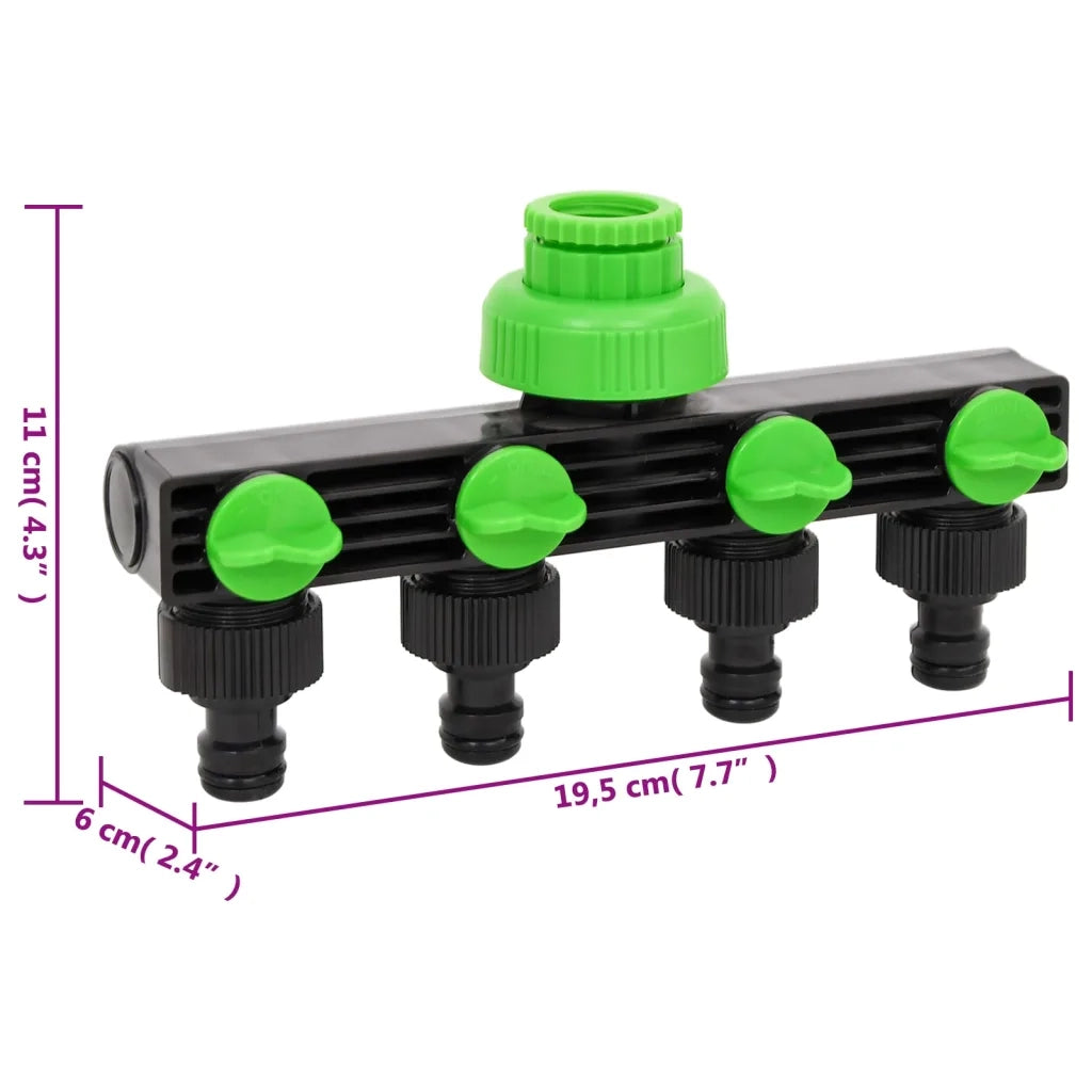 Adattatore Rubinetto a 4 Vie Verde e Nero 19,5x6x11 cm ABS e PP 154450