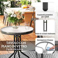 Set 3 Pezzi da Giardino 2 Sedie da Giardino 54x71x93 cm e Tavolino Rotondo Ø60x71 cm in Acciaio Grigio