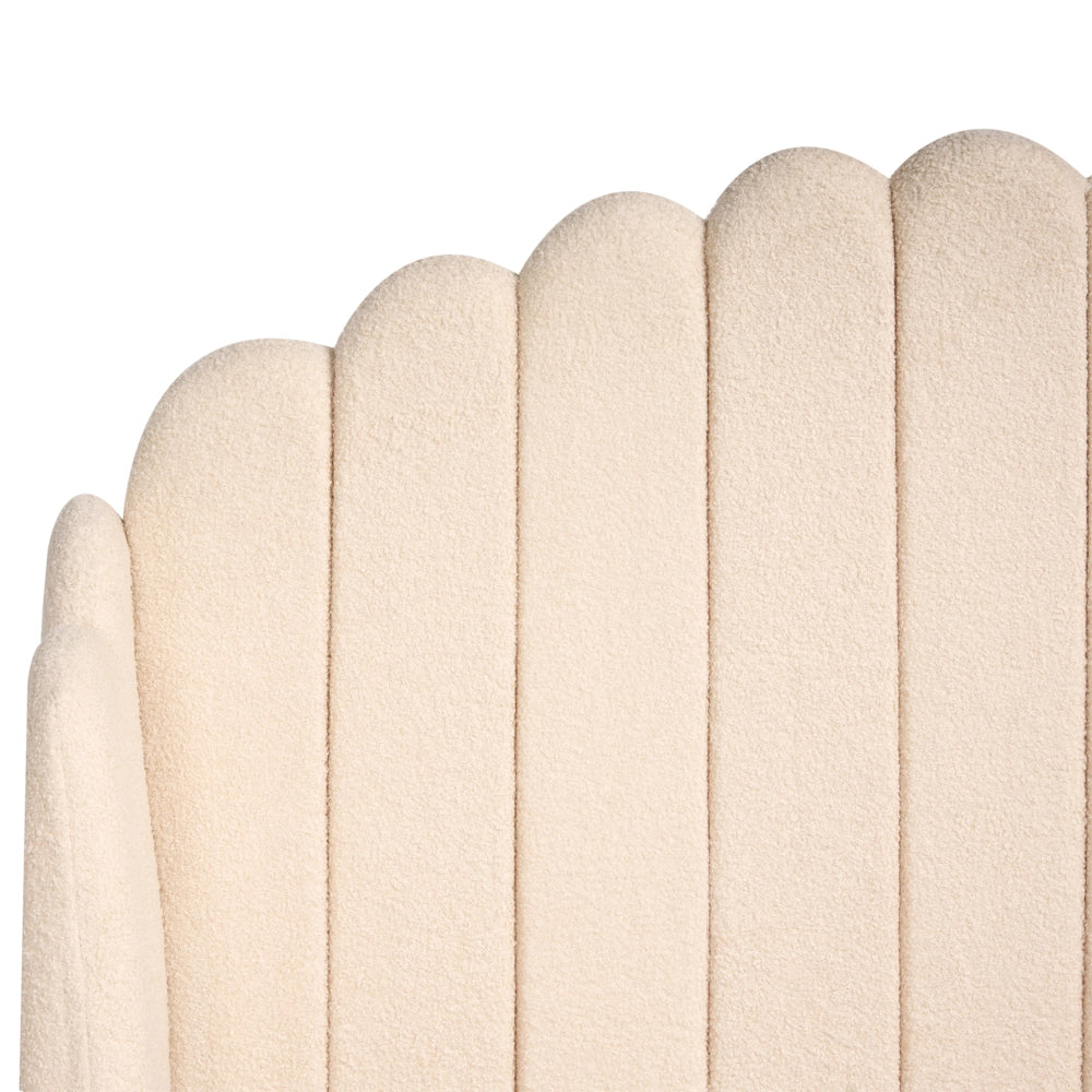 Letto matrimoniale con rete in velluto beige 140 x 200 cm gambe in metallo testata retro capitonné
