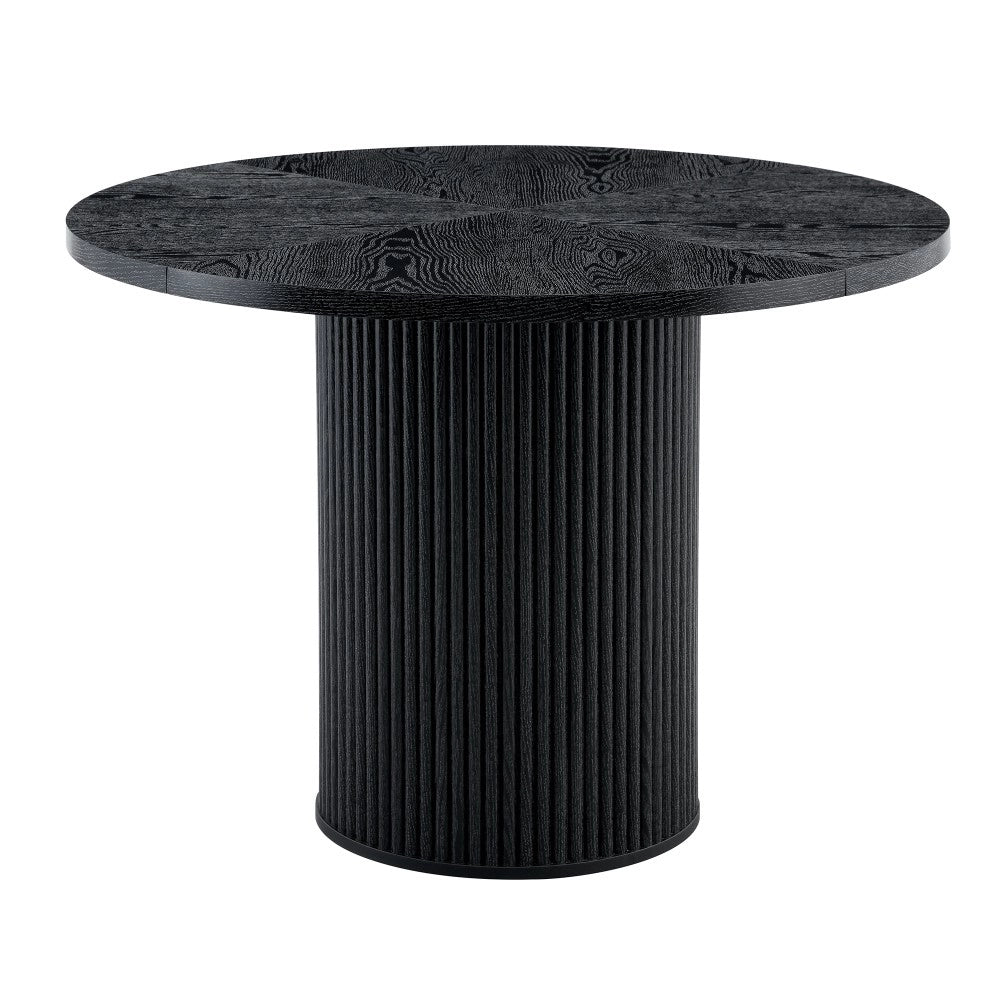 Tavolo da Pranzo Rotondo in MDF per 4-6 Persone ¨C Xylo ¨C Nero, Gambe a Colonna con Supporto in Metallo, 100 cm