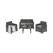 Salottino Outdoor Atrito, set Salotto da Esterno 4 Posti Made in Italy, Nero Antracite