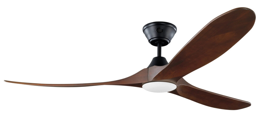Ventilatore da soffitto a risparmio energetico KOA con LED nero matte 152 cm con pale di legno naturale