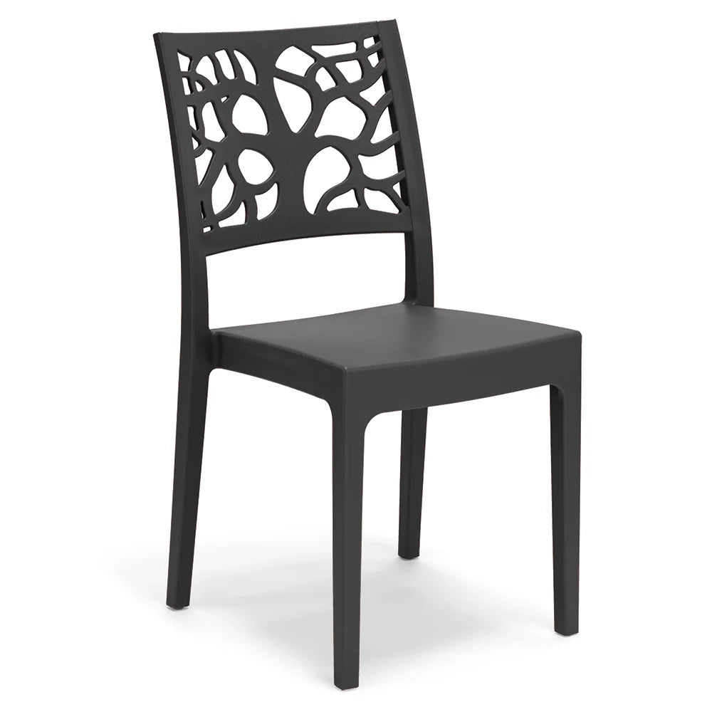 Set 4 sedie in polipropilene TETI, impilabile, resistente ai raggi UV, design moderno, ideale per sala da pranzo, cucina, sala d’attesa, bar, ristoranti o giardino, colore Ghisa