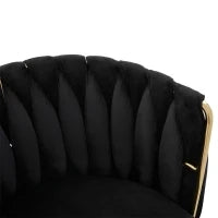 Set da 2 Sedie Girevoli a 180° con Supporto Lombare Ergonomico e Rivestimento Effetto Velluto, 56x50x70 cm, Nero
