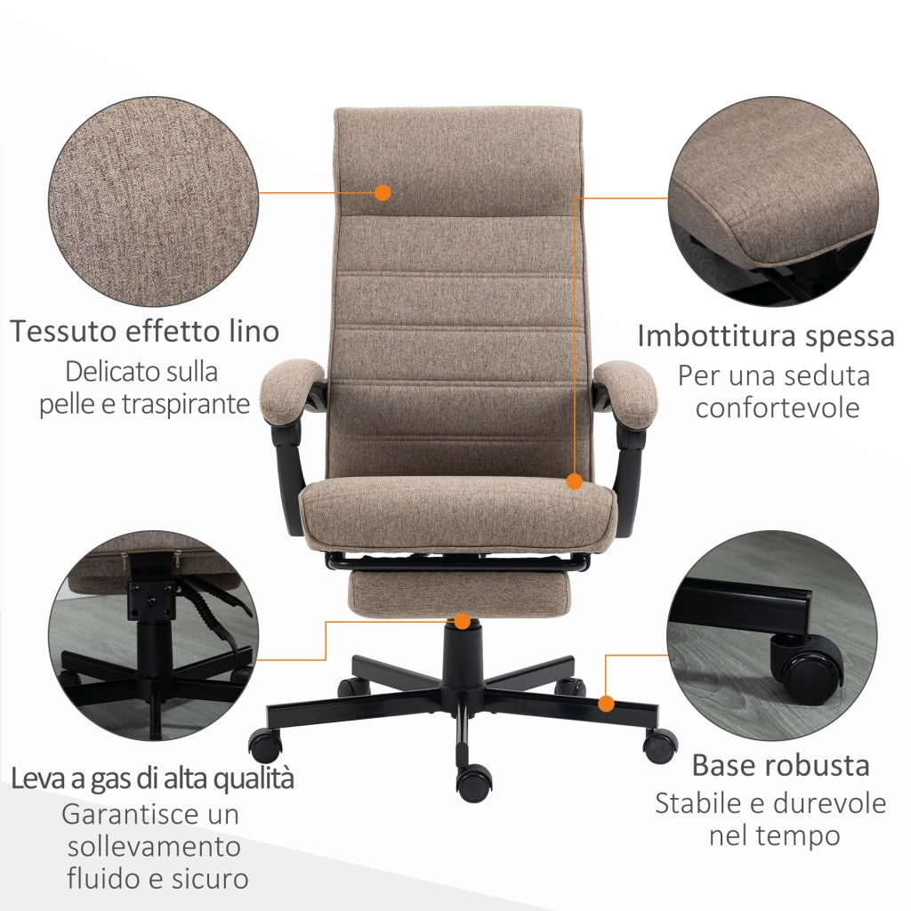 EasyComfort Sedia da Ufficio con Altezza Regolabile, Poggiapiedi Incluso e Seduta Imbottita, 68x67x109-119 cm, Marrone