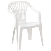 Trade Shop - Set 6 Pz Sedia Bianca Poltrona Plastica Impilabile Con Braccioli 54x53x80 Cm 862456 -