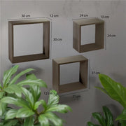 SET 3 PENSILI QUADRATI IN LEGNO DA PARETE IN TRE MISURE CON FINITURA WENGÈ