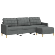 Divano | Divano da soggiorno | Sofa a 3 Posti con Poggiapiedi Grigio Scuro 210cm in Tessuto
