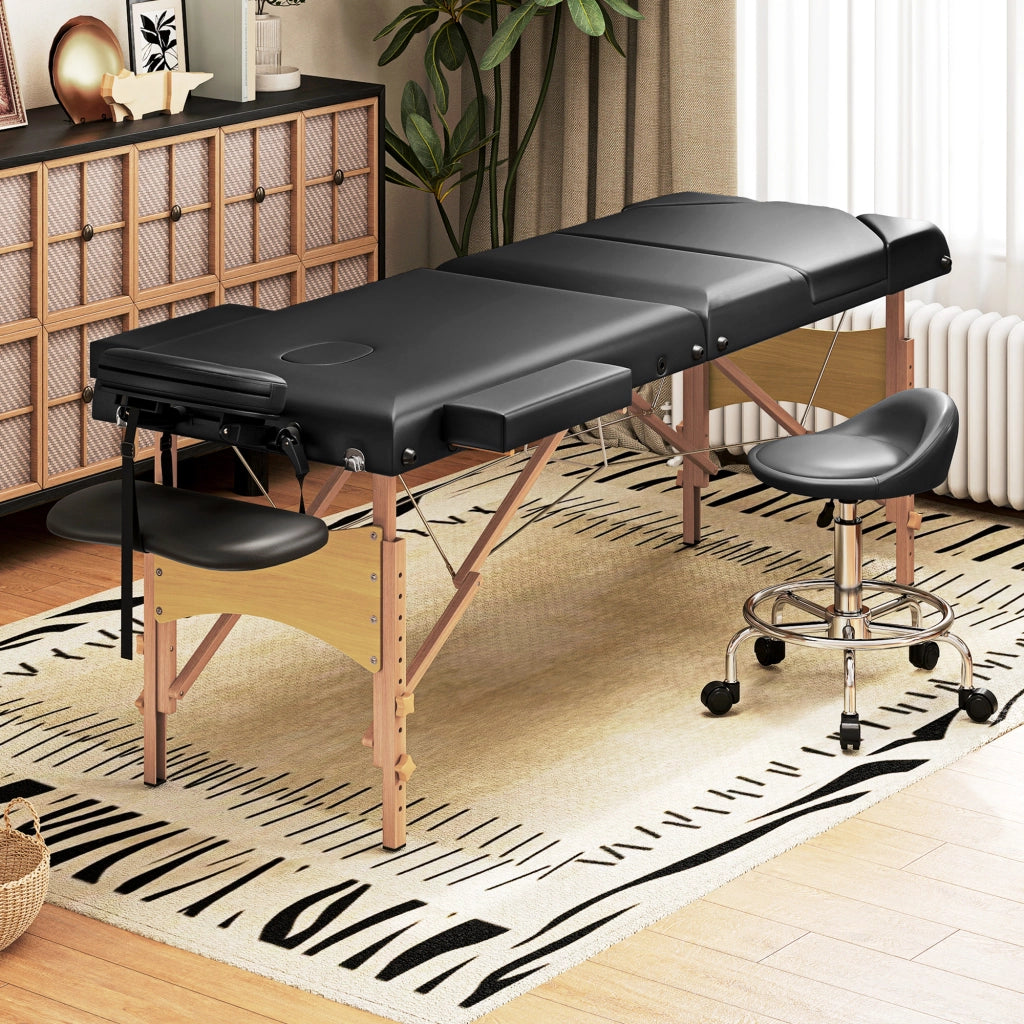 Letto reclinabile in legno con testiera regolabile e 3 zone massaggianti ¨C zephmum ¨C 215x60x62-89 cm nero