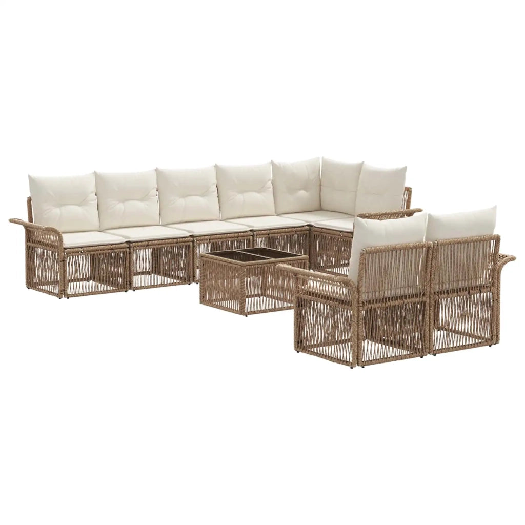 Set Divano da Giardino 9 pcs Beige polyrattan