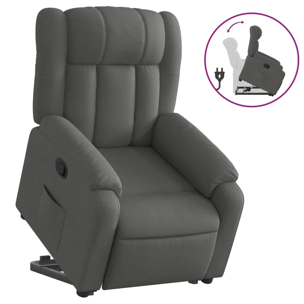 Poltrona | Sedia Relax Alzapersona Reclinabile Grigio Scuro in Tessuto