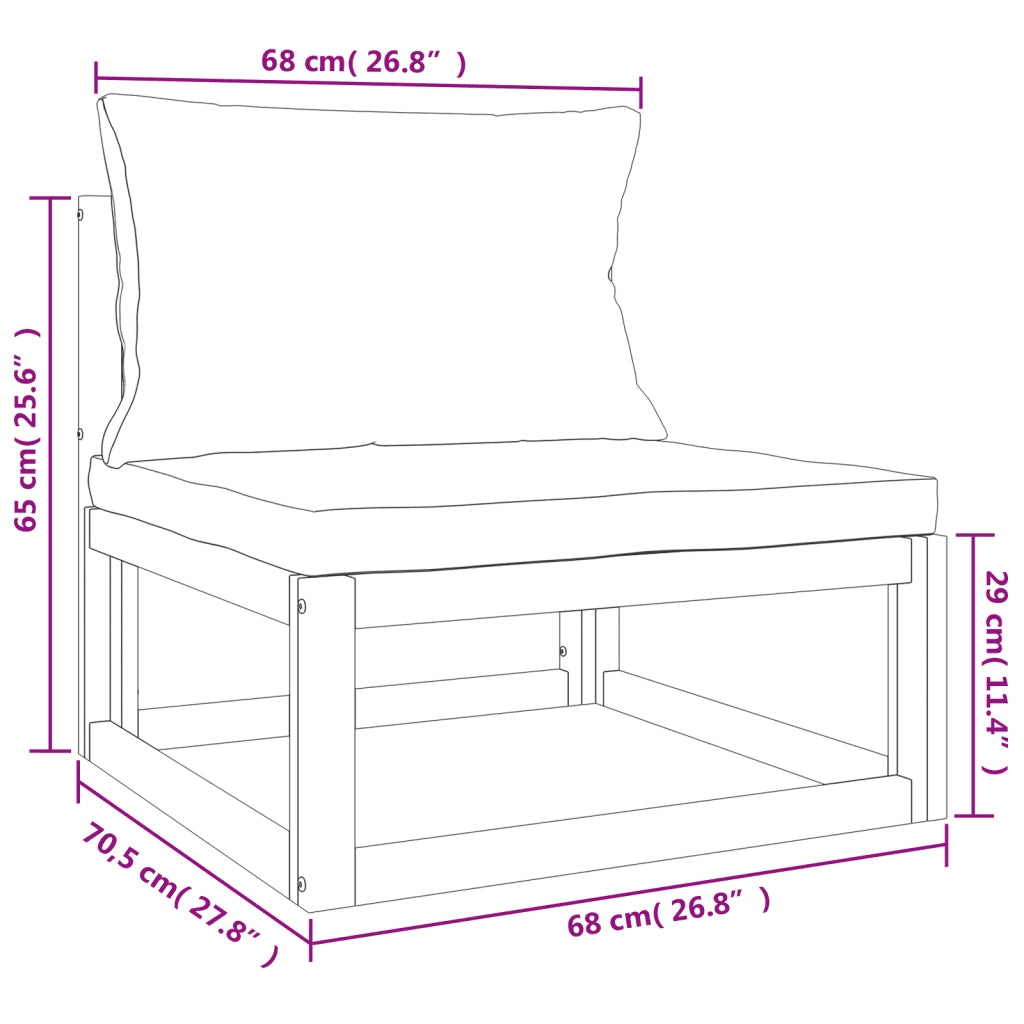 Set Salotto da Giardino 3pz con Cuscini Verdi in Legno Massello 3155314