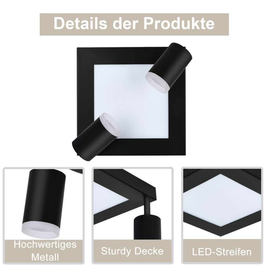 ZMH Faretto da soffitto 2 fiamme nero 3000K faretto da soffitto lampada da camera da letto per corridoio
