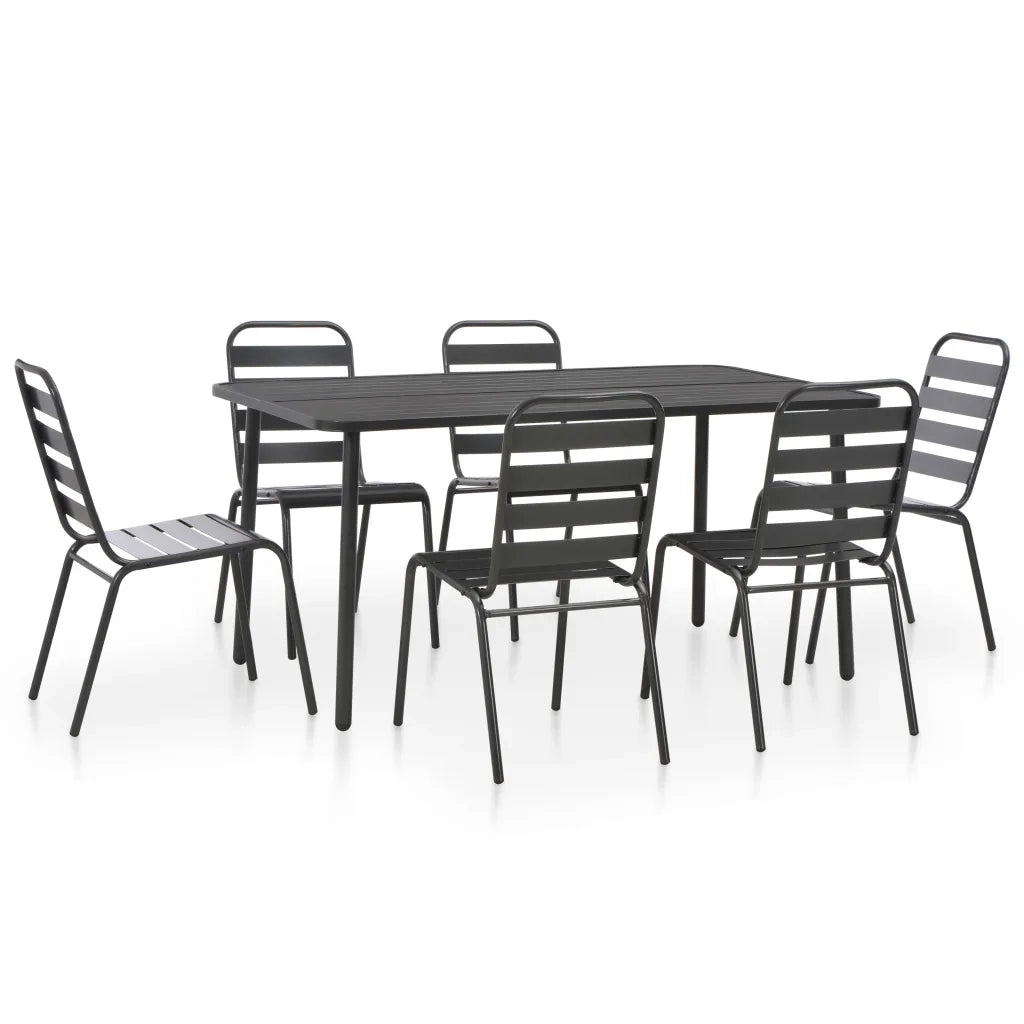 Set da Pranzo da Giardino 7 pz in Acciaio Grigio Scuro cod mxl 73530